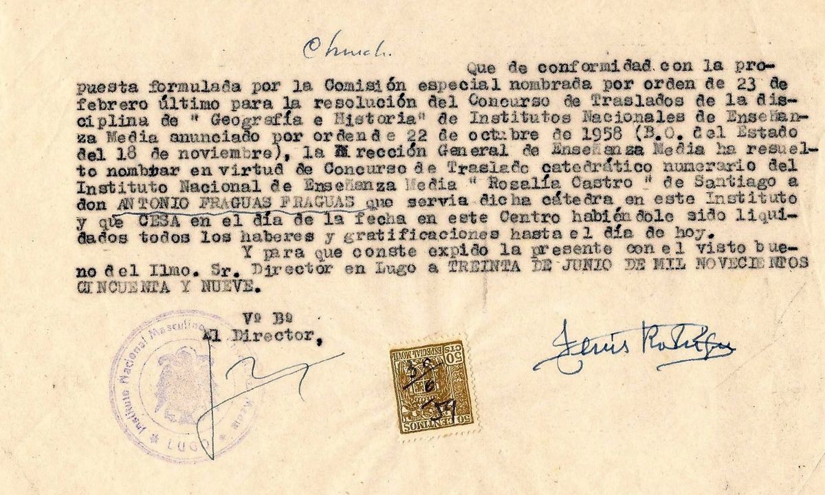 Traslado de Fraguas ao Instituto Rosalía de Castro